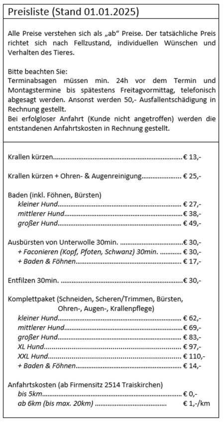 Dienstleistungen Preisliste 01_2025