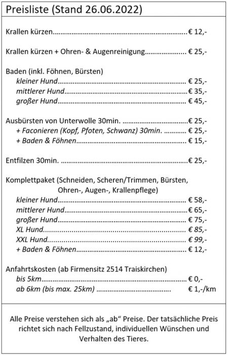 Dienstleistungen Preisliste 02_2022 Dienstleistungen Preisliste 02_2022